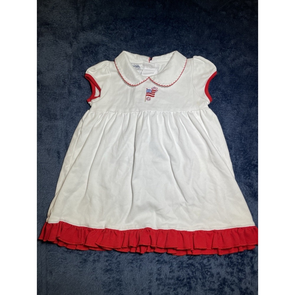 Magnolia Baby White USA Flag Red Accents White Collar Dress 24 Month Pima Cotton